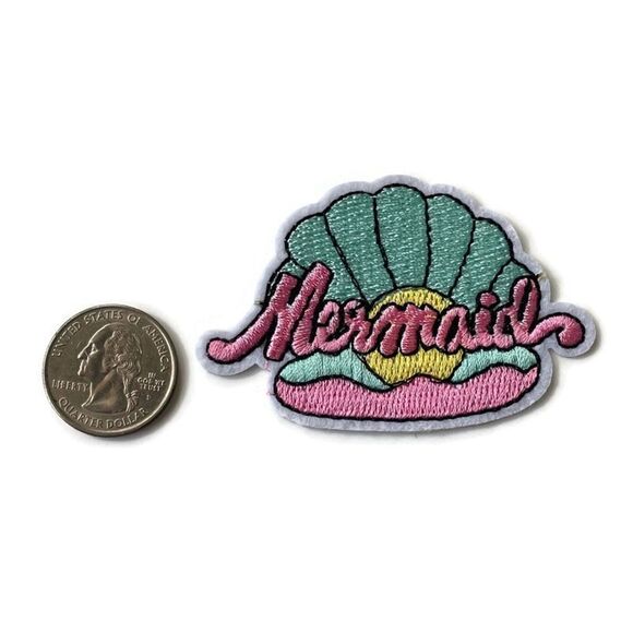 Pastel Mermaid Clam Shell Embroidered Patch - Picture 2 of 3